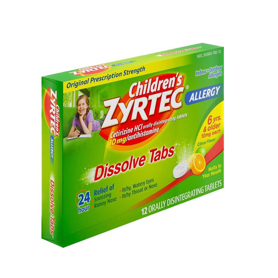 Zyrtec� Children's Allergy Orally Dissolve Tabs, Citrus Flavor-Children's Allergy Relief Zyrtec� 10 mg Strength Tablet 12 per Box