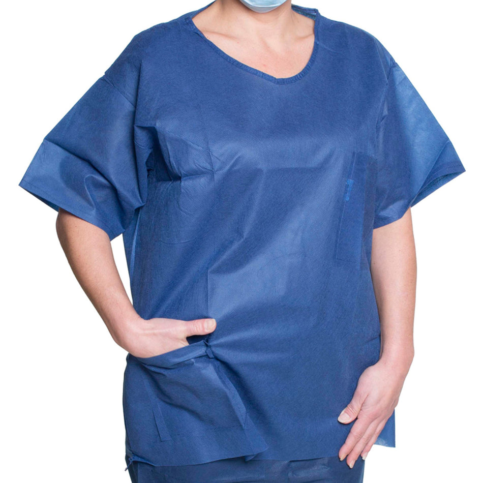 Dukal Scrub Shirt, X-Large-Scrub Shirt Dukal X-Large Dark Blue 2 Pockets Short Sleeve Unisex