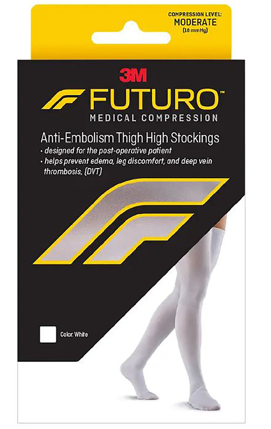 3M Futuro� Anti-Embolism Thigh-Length Stockings, Moderate Compression, Thigh High, White, Closed Toe-Anti-embolism Stocking 3M� Futuro� Thigh High Medium / Short White Closed Toe