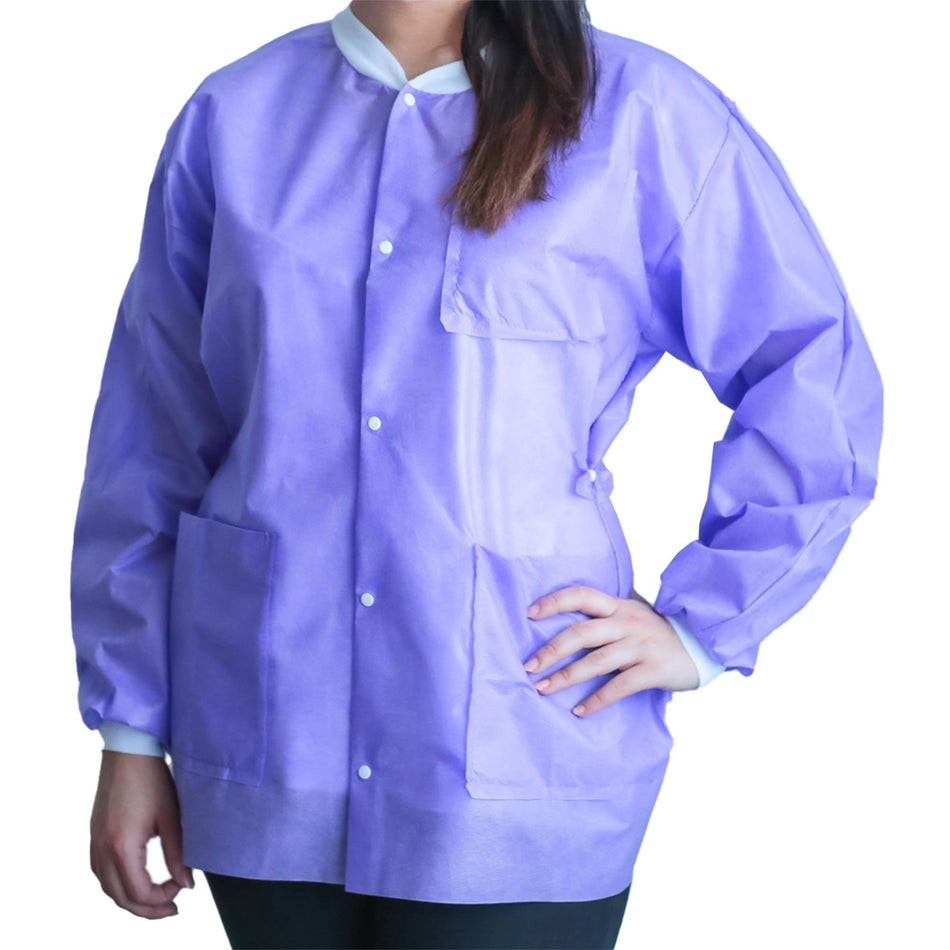 FitMe� Lab Jacket, Lavender, Medium-Lab Jacket FitMe� Purple Medium Hip Length 3-Layer SMS Disposable