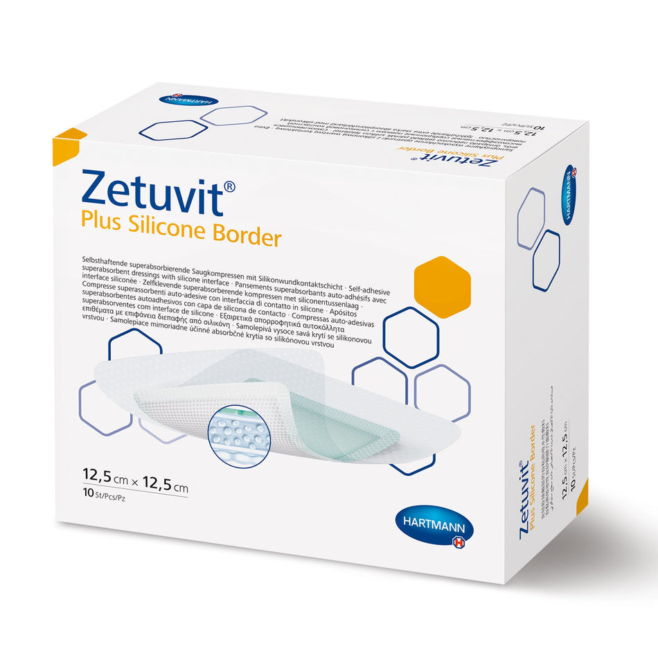 Zetuvit� Plus Silicone Border Super Absorbent Dressing, 6 x 10 Inch-Super Absorbent Dressing Zetuvit� Plus Silicone Border 6 X 10 Inch Rectangle