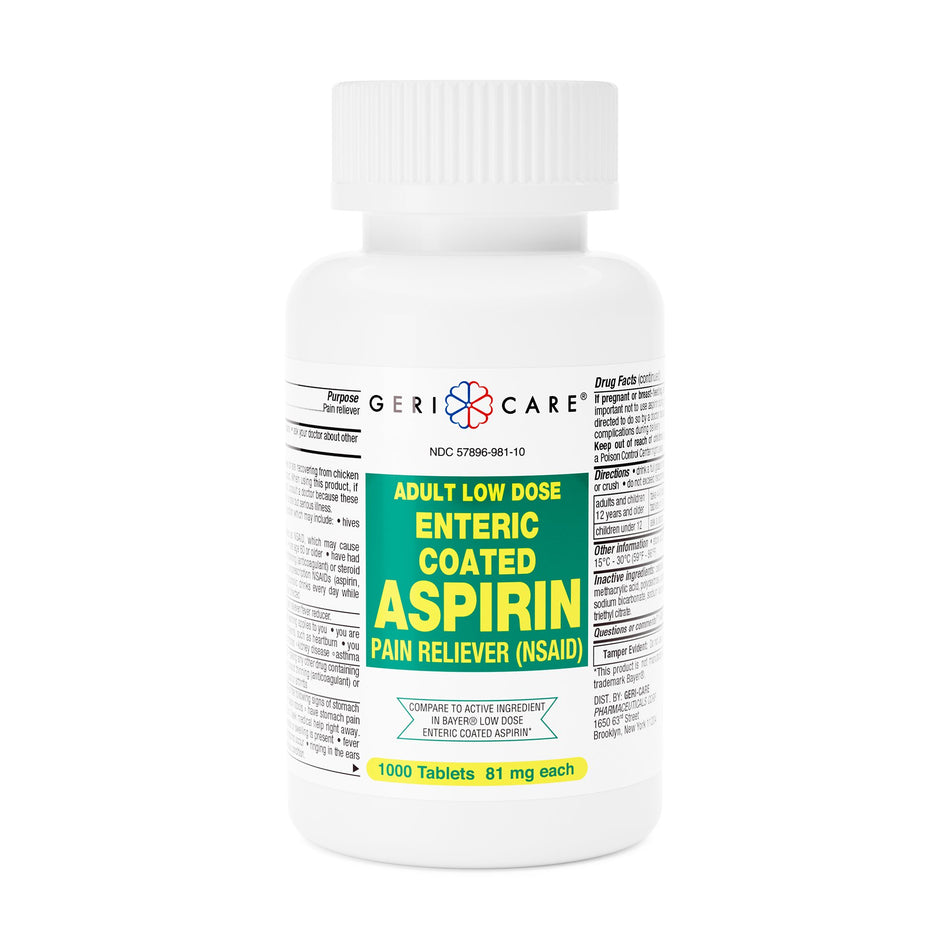 Geri-Care Low Dose Aspirin-"Pain Relief 81 mg Strength Aspirin Tablet 1,000 per Bottle"