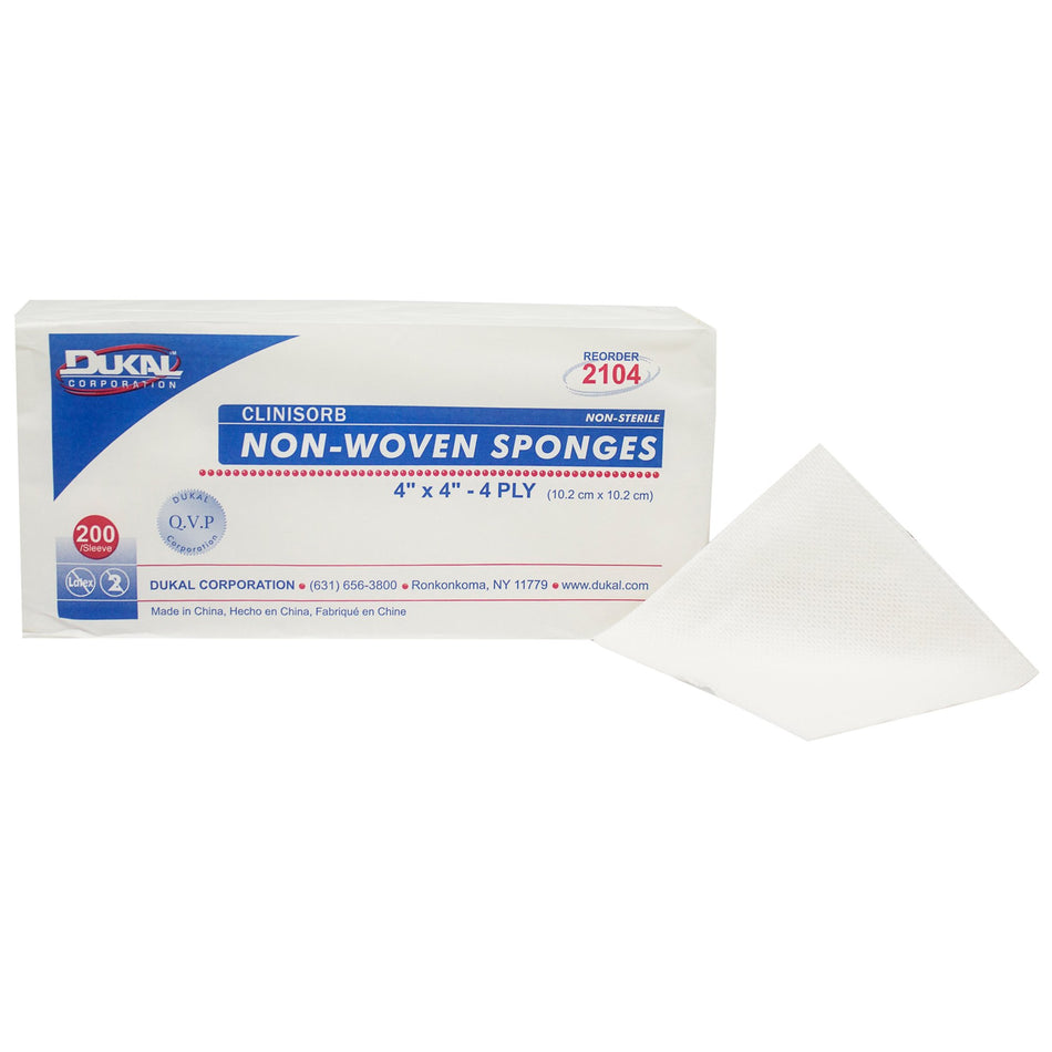 Clinisorb Nonwoven Sponge, 4 x 4 Inch, 4-ply-Nonwoven Sponge Clinisorb 4 X 4 Inch 4-Ply NonSterile 200 per Pack