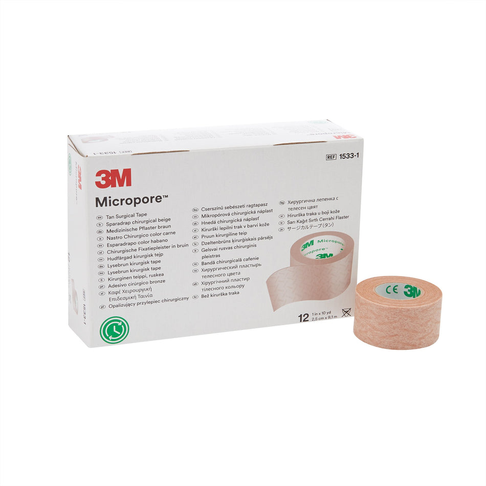 3M� Micropore� Paper Medical Tape, 1 Inch x 10 Yard, Tan-Medical Tape 3M� Micropore� Tan 1 Inch X 10 Yard Paper NonSterile