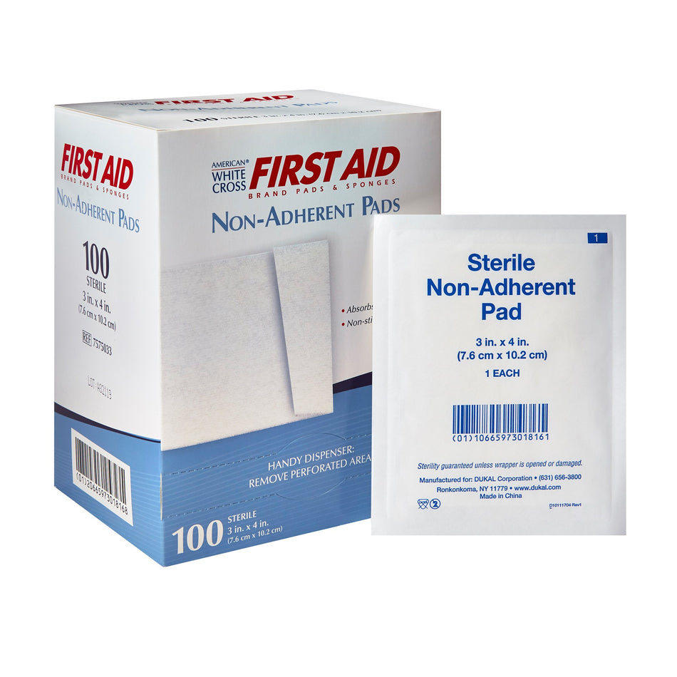 American� White Cross Nonadherent Dressing, 3 x 4 Inch-Non-Adherent Dressing American White Cross 3 X 4 Inch Sterile 1 per Pack