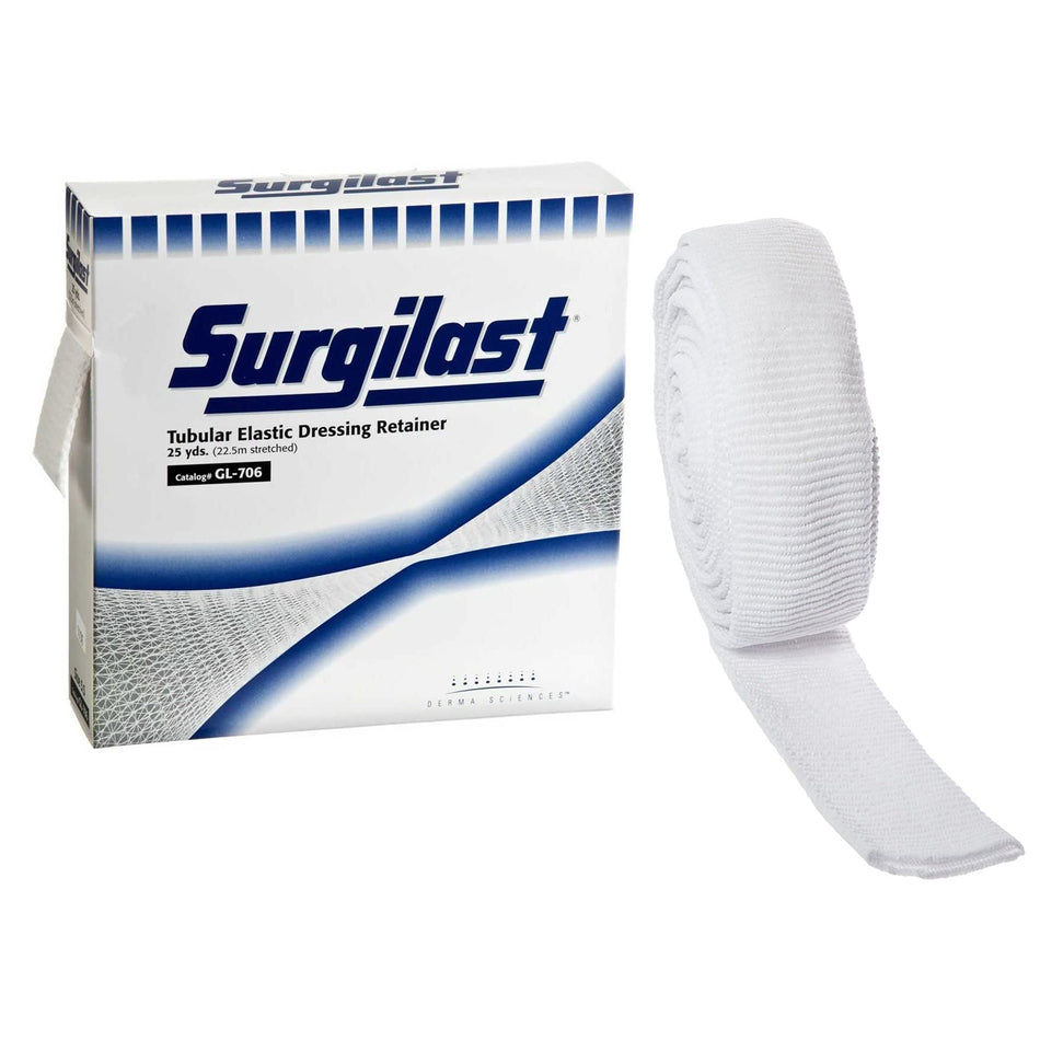 Surgilast� Elastic Net Retainer Dressing, Size 5�, 25 Yard-Elastic Net Retainer Dressing Surgilast� Tubular Elastic 25 Yard Size 5-1/2 White Medium Head / Shoulder / Thigh NonSterile