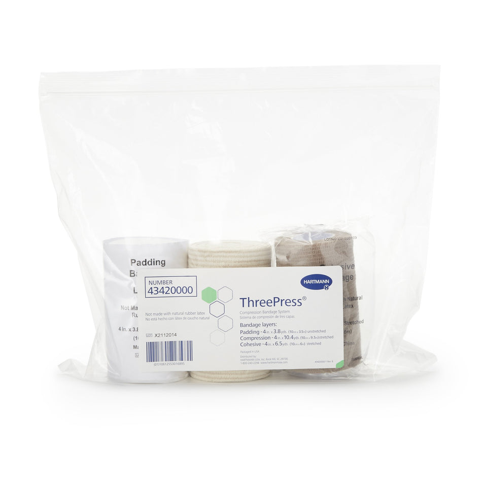 ThreePress� Self-adherent Closure 3 Layer Compression Bandage System-3 Layer Compression Bandage System ThreePress� Multiple Sizes Self-Adherent Closure Tan / White NonSterile 35 to 40 mmHg