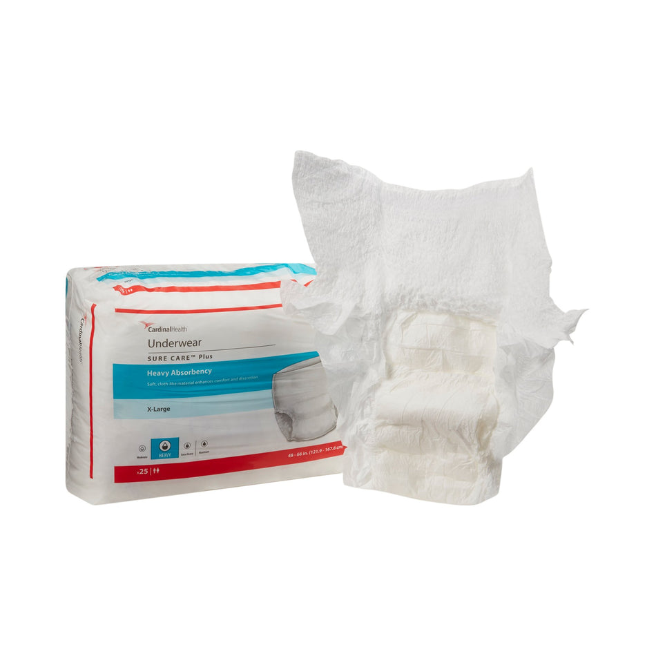 Sure Care� Plus Heavy Absorbent Underwear, Extra Large-Unisex Adult Absorbent Underwear Sure Care� Plus Pull On with Tear Away Seams X-Large Disposable Heavy Absorbency