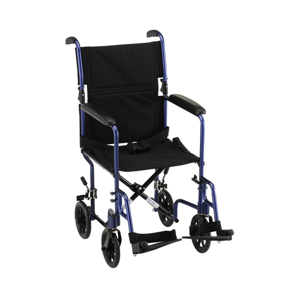 Nova Ortho-Med Transport Chair, 18-1/2 Inch Seat Width-Transport Chair Nova 18 Inch Seat Width Full Length Arm Swing-Away Footrest Aluminum Frame