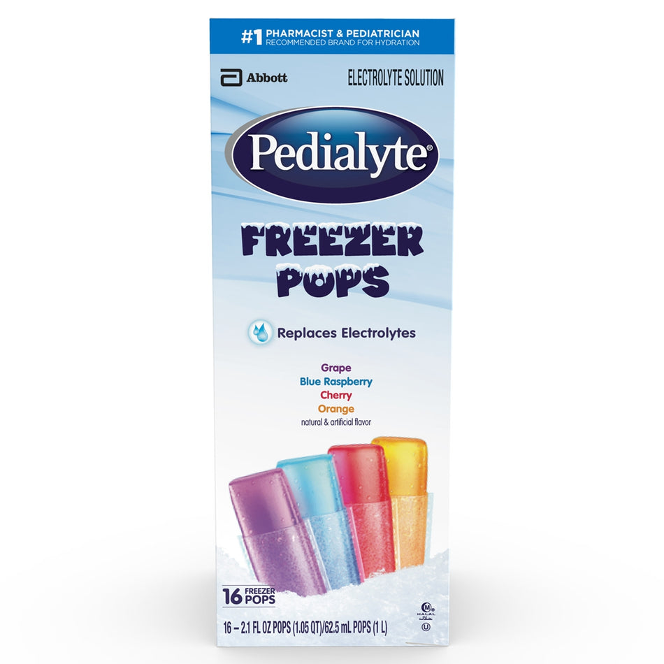 Pedialyte� Freezer Pop Electrolyte Solution, Assorted Flavors-Oral Electrolyte Solution Pedialyte� Freezer Pops Grape / Blue Raspberry / Cherry / Orange Flavor 2.1 oz. Electrolyte