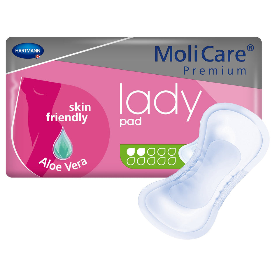 MoliCare� Premium Lady 2 Drop Absorbency Bladder Control Pads-Bladder Control Pad MoliCare� Premium Lady Pads 4-1/2 X 10-1/2 Inch Light Absorbency Polymer Core One Size Fits Most