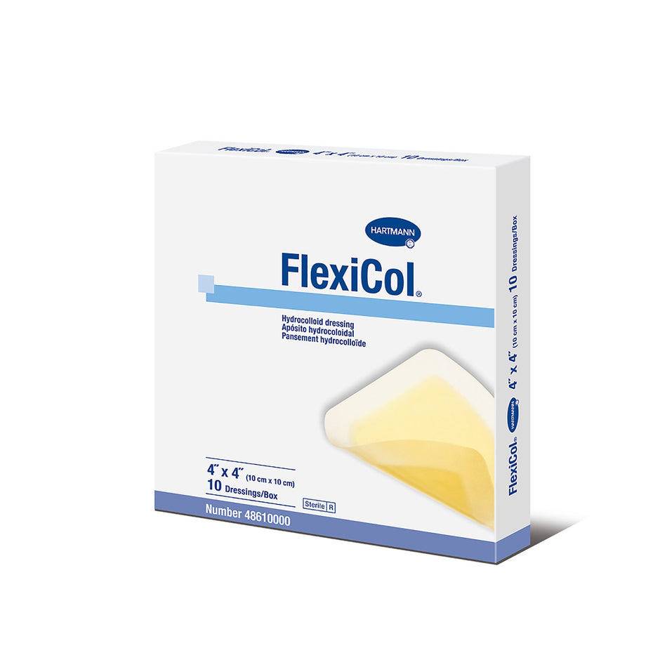 FlexiCol� Hydrocolloid Dressing, 4 x 4 Inch-Hydrocolloid Dressing FlexiCol� Without Backing 4 X 4 Inch Square Hydrocolloid