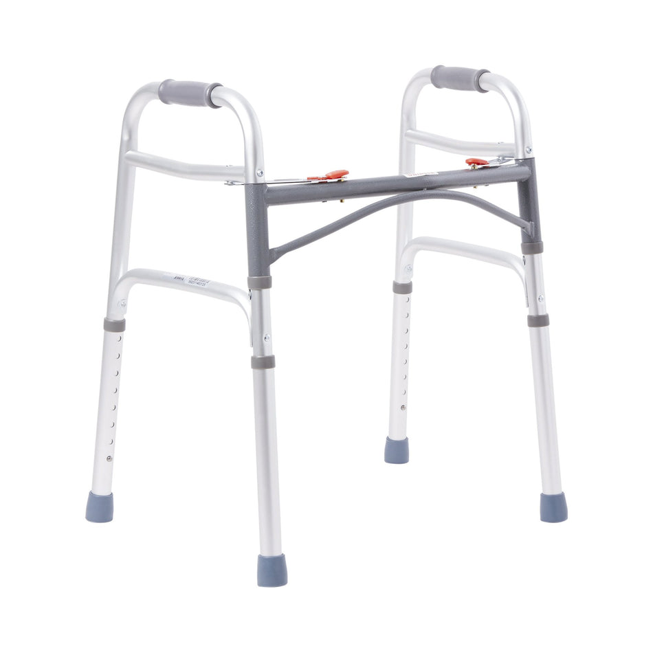 McKesson Junior Aluminum Folding Walker, 25 � 32 Inch Height-Dual Release Folding Walker Adjustable Height McKesson Aluminum Frame 350 lbs. Weight Capacity 25 to 32 Inch Height