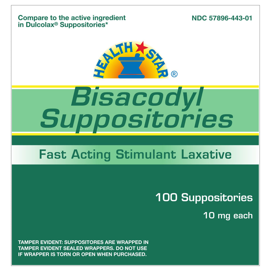 Health*Star� Bisacodyl Laxative Suppository-Laxative Health Star� Suppository 100 per Box 10 mg Strength Bisacodyl USP