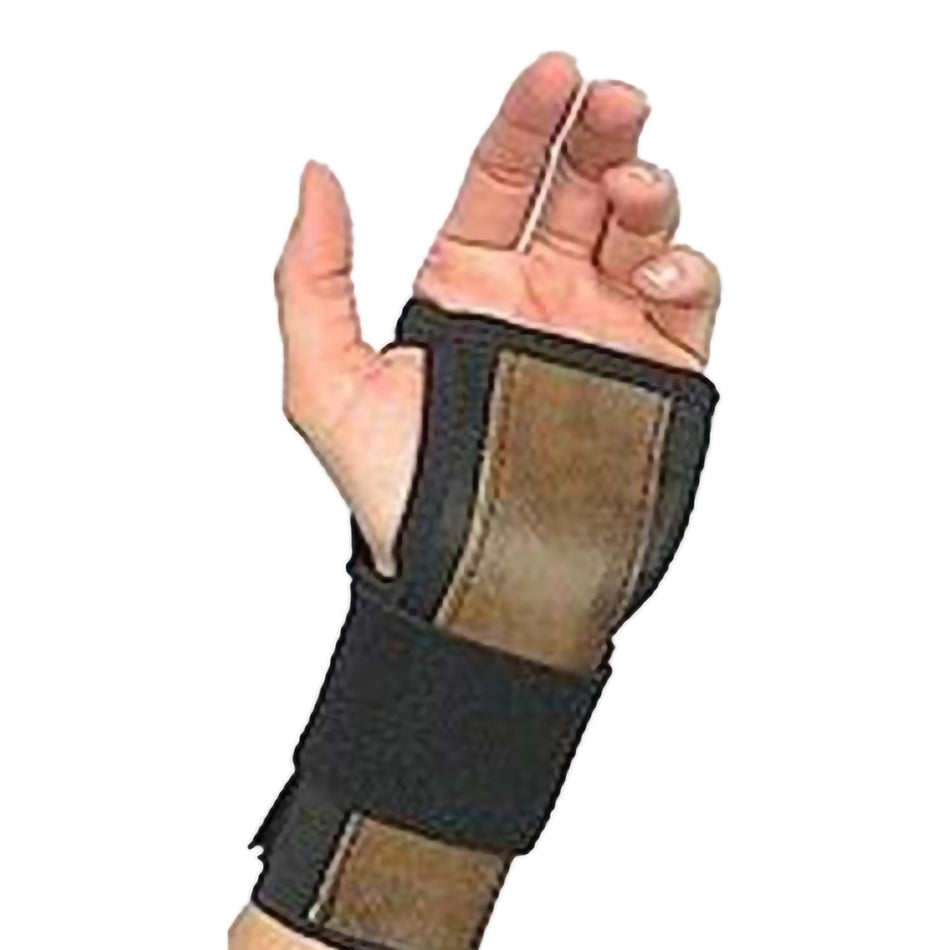 Wrist Brace, One Size Fits Most-Wrist Brace Contoured Elastic / Metal Left or Right Hand Black / Brown One Size Fits Most