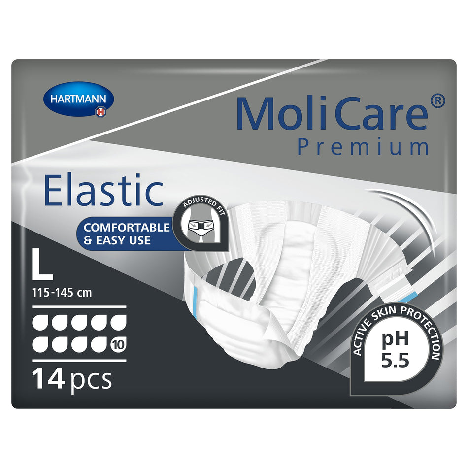 MoliCare� Premium Elastic 10 Drop Absorbency Incontinence Briefs, Large-Unisex Adult Incontinence Brief MoliCare� Premium Elastic 10D Large Disposable Heavy Absorbency