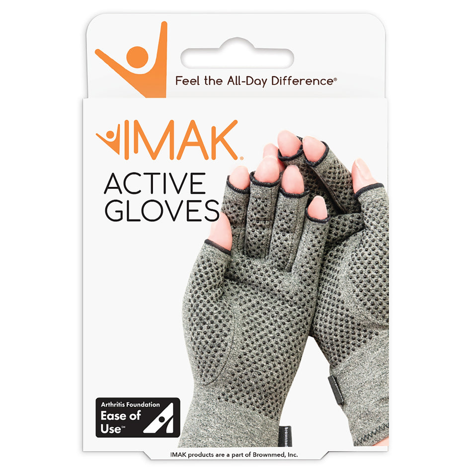 IMAK� Arthritis Glove, Small, Gray-Compression Glove IMAK� Compression Active Open Finger Small Wrist Length Hand Specific Pair Cotton