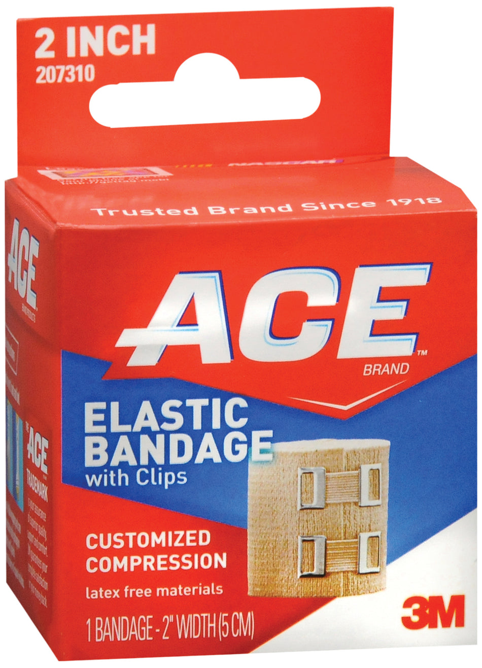 3M� Ace� Clip Detached Closure Elastic Bandage, 2 Inch Width-Elastic Bandage 3M� ACE� 2 Inch Width Clip Detached Closure Tan NonSterile Standard Compression