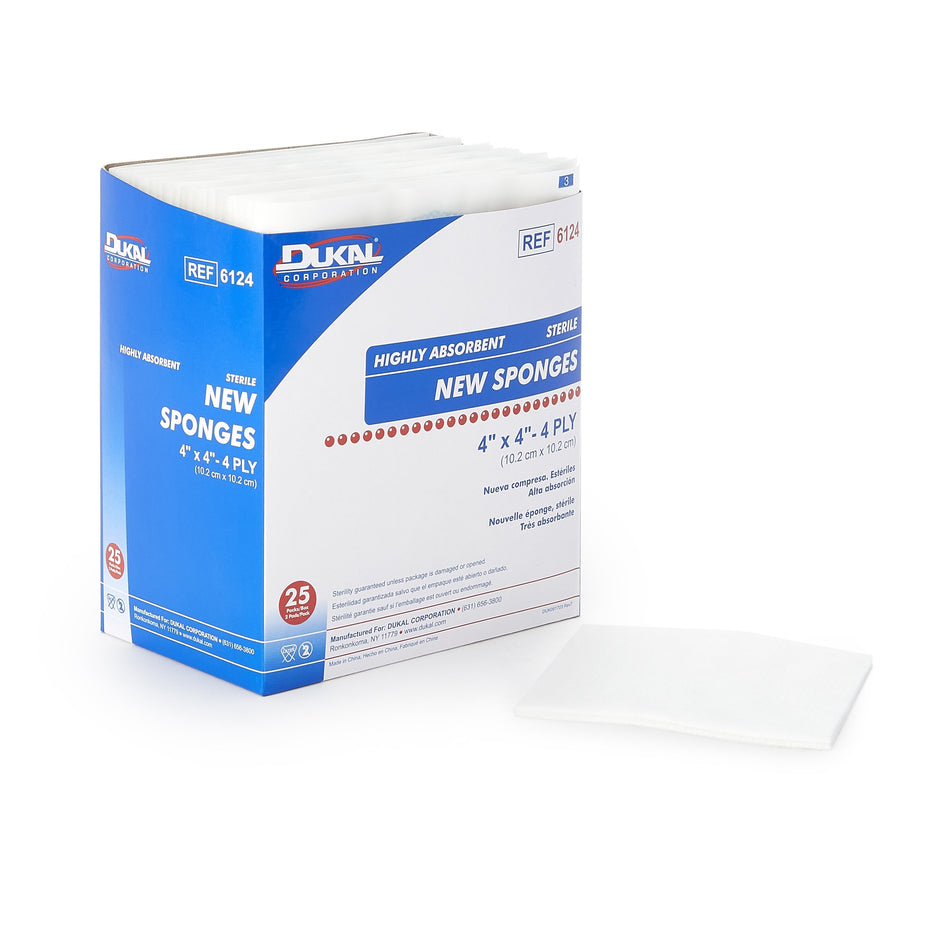 Dukal� Sterile Nonwoven Sponge, 4 x 4 Inch, 4-Ply-Nonwoven Sponge Dukal� 4 X 4 Inch 4-Ply Sterile 2 per Pack