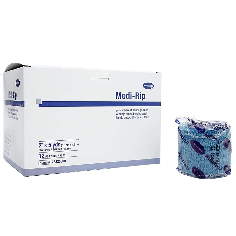 Medi-Rip� Self-adherent Closure Cohesive Bandage, 2 Inch x 5 Yard-Cohesive Bandage Medi-Rip� 2 Inch X 5 Yard Self-Adherent Closure Blue NonSterile Standard Compression