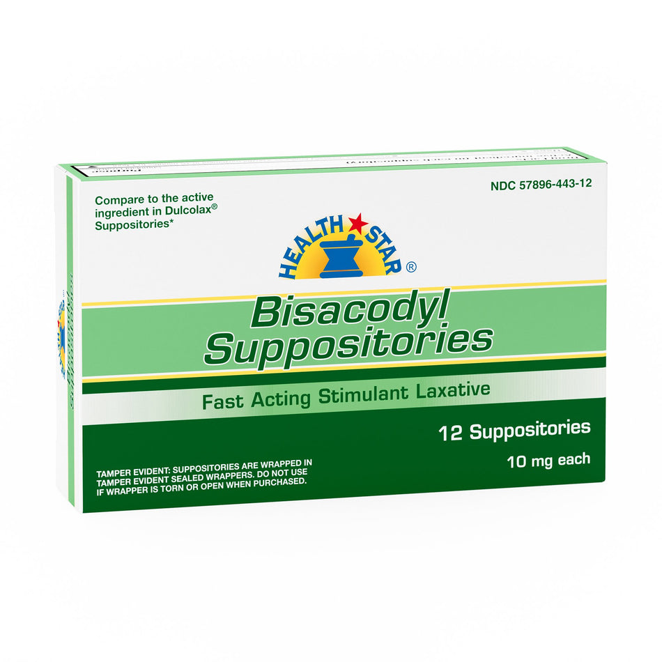 Health*Star Bisacodyl Laxative Suppository-Laxative Geri-Care� Suppository 12 per Box 10 mg Strength Bisacodyl USP