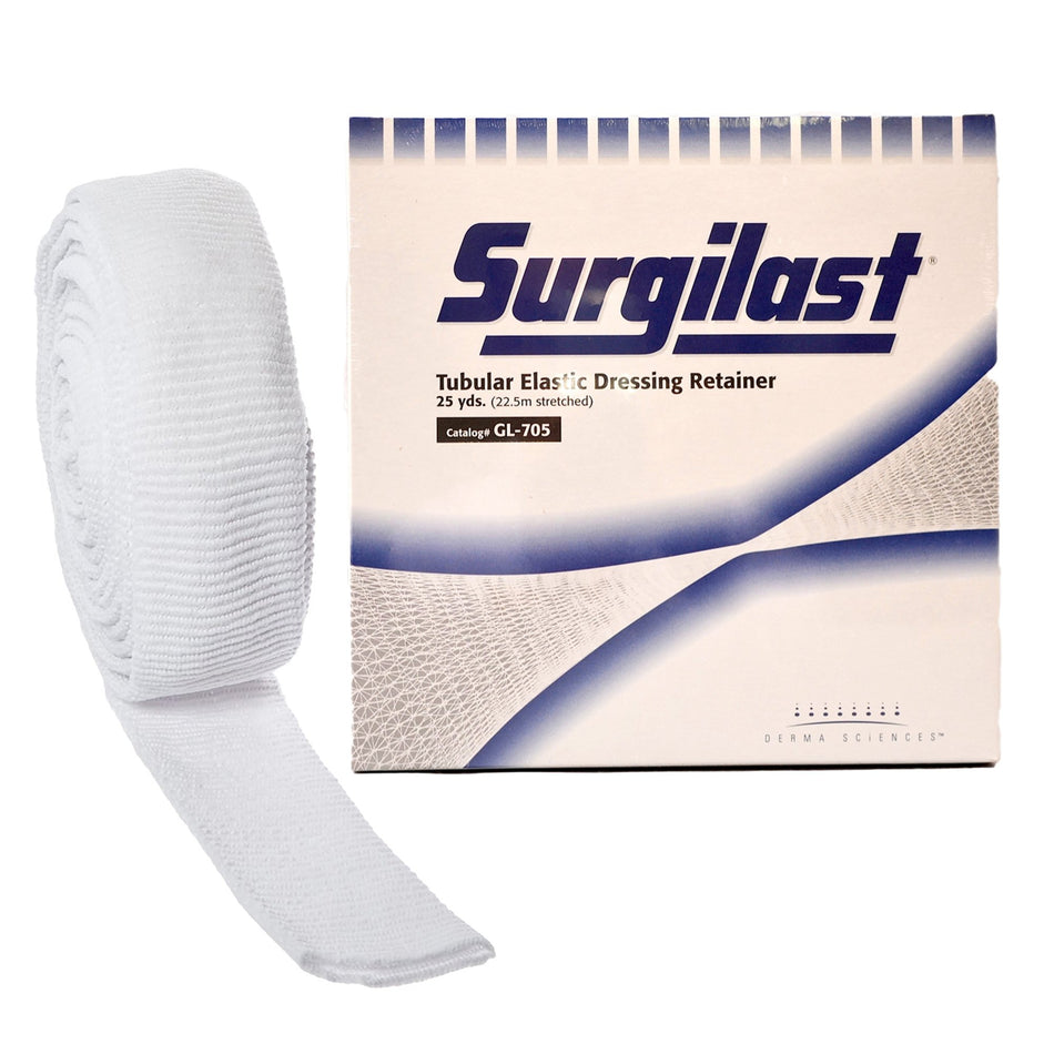 Surgilast� Elastic Net Retainer Dressing, Size 5, 25 Yard-Elastic Net Retainer Dressing Surgilast� Tubular Elastic 25 Yard Size 5 White Small Head / Shoulder / Thigh NonSterile