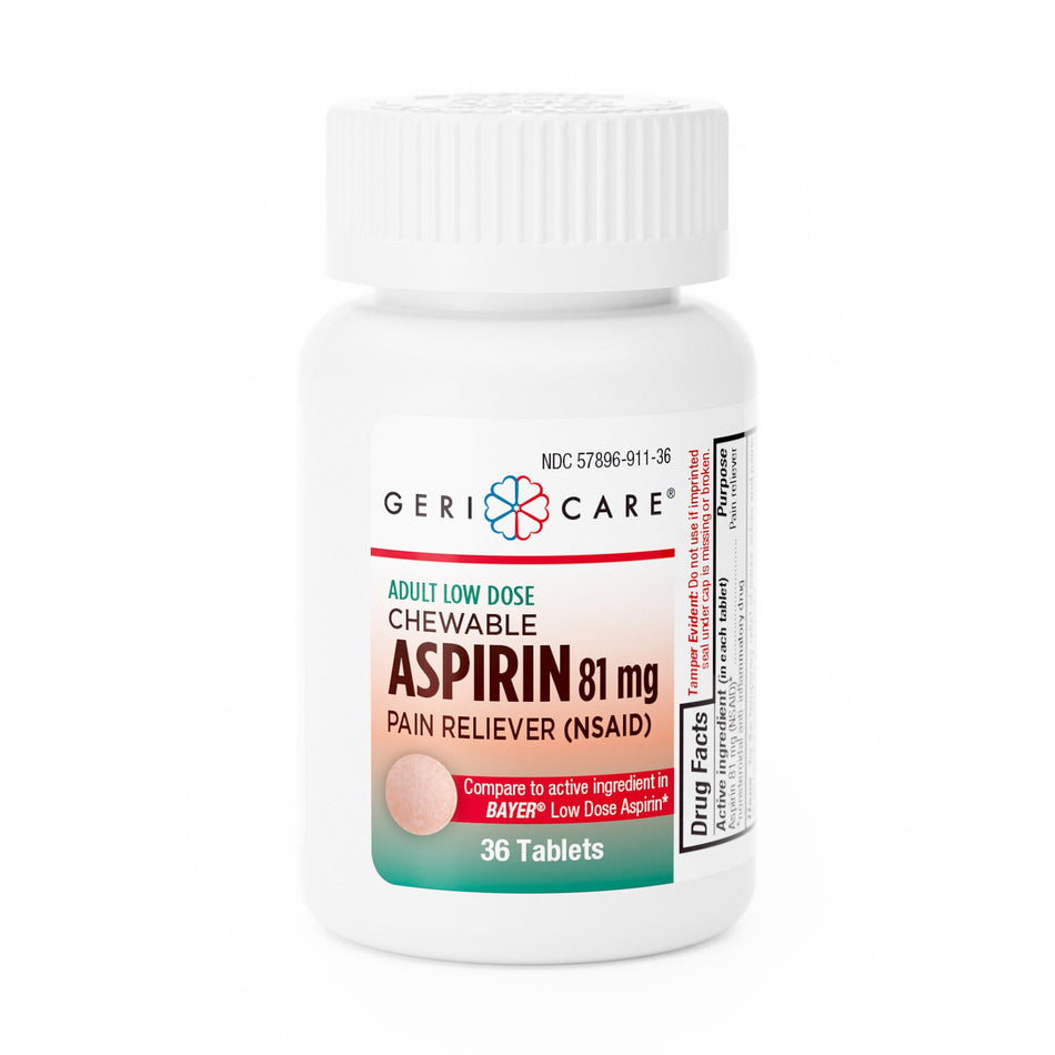 Geri-Care� Low Strength Aspirin Pain Relief-Pain Relief Geri-Care� 81 mg Strength Aspirin Chewable Tablet 36 per Bottle