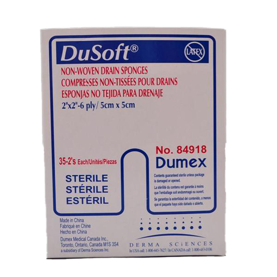 Ducare Drain Sponge, 2 x 2 Inch, 6-Ply-I.V. Sponge DuSoft� 2 X 2 Inch 6-Ply Sterile 2 per Pack