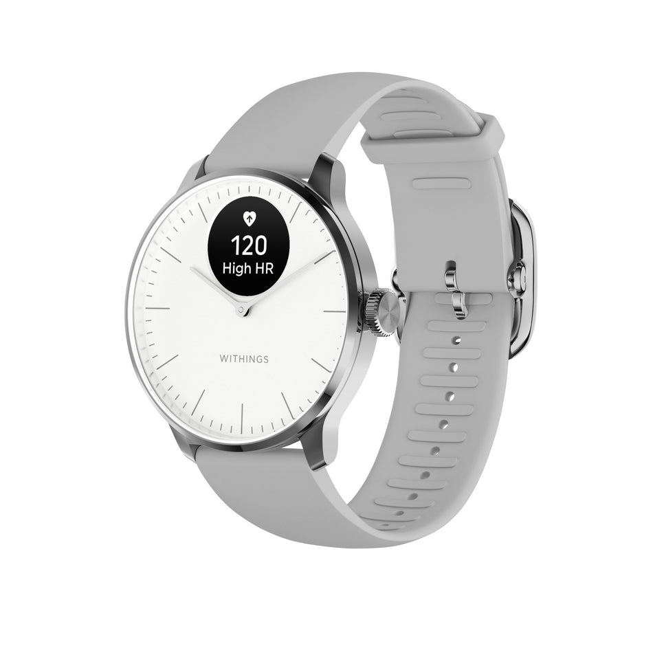 Withings ScanWatch Light Smart Watch, 37mm, White-Smartwatch ScanWatch Light 37mm Withings 24 Hours Grayscale OLED Display