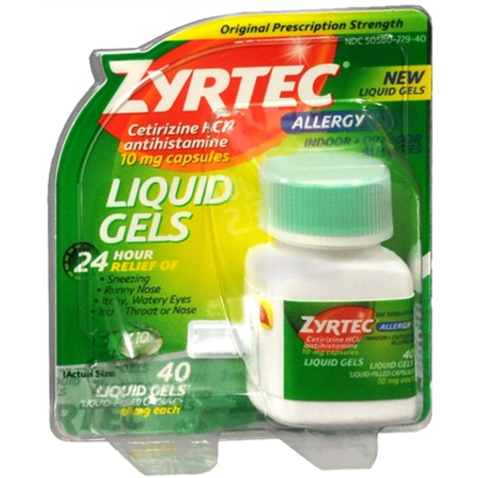 Zyrtec� Allergy 10 mg Liquid Gels Capsules-Allergy Relief Zyrtec� 10 mg Strength Liqui-Gel 40 per Bottle