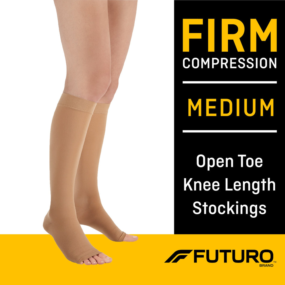 3M� Futuro� Knee Length Compression Stockings, Beige, Medium-Compression Stocking 3M� Futuro� Knee High Medium Beige Open Toe