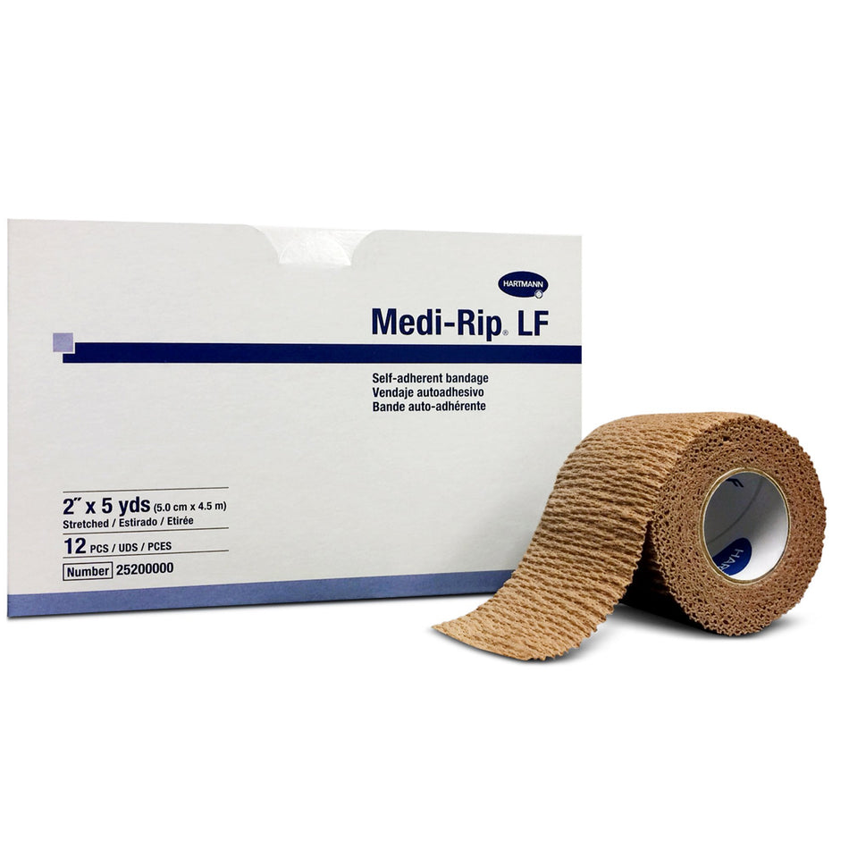 Medi-Rip� Self-adherent Closure Cohesive Bandage, 2 Inch x 5 Yard-Cohesive Bandage Medi-Rip� 2 Inch X 5 Yard Self-Adherent Closure Tan NonSterile Standard Compression