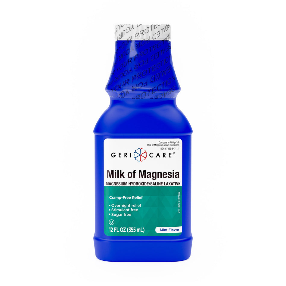 Geri-Care� Magnesium Hydroxide Laxative, 12-ounce Bottle-Laxative Milk of Magnesia Mint Flavor Liquid 12 oz. Magnesium Hydroxide