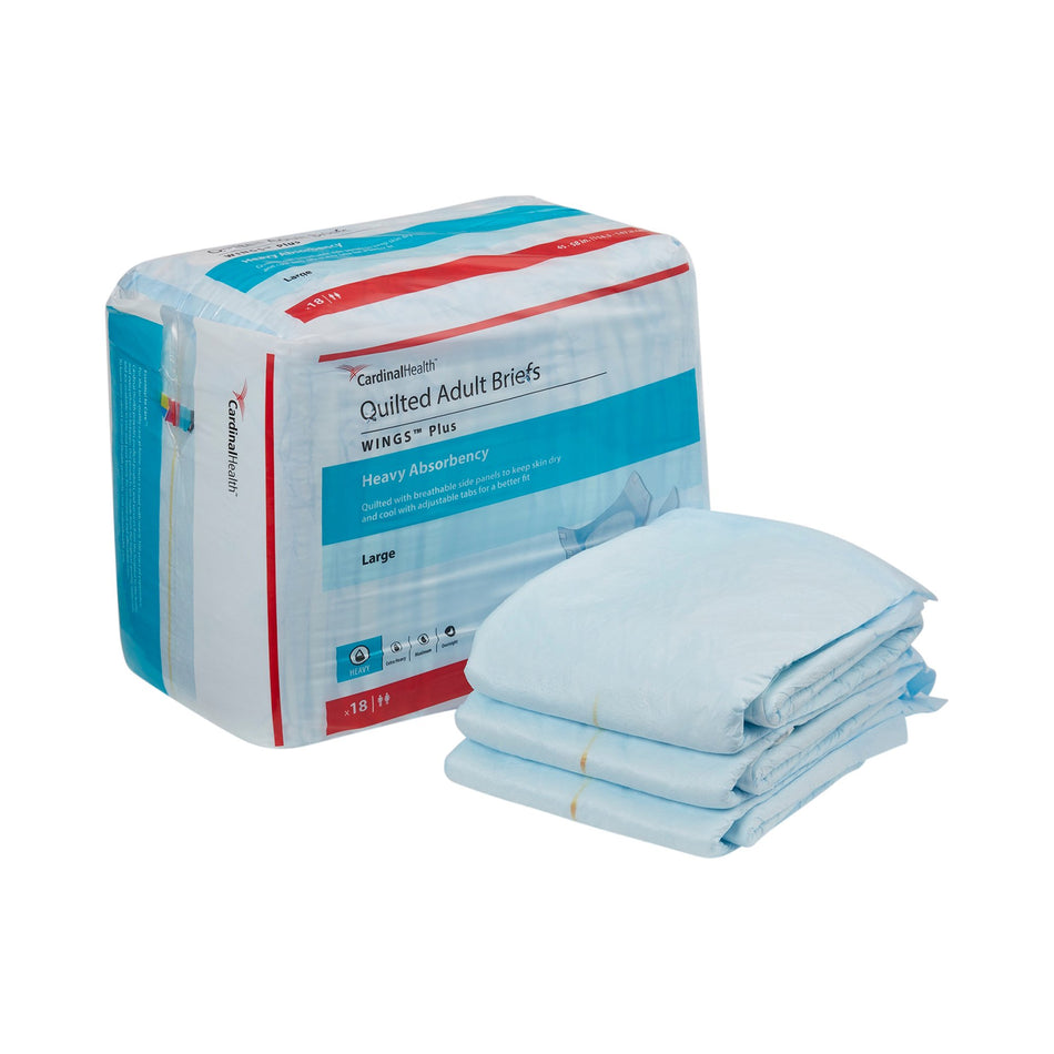 Wings� Plus Quilted Heavy Absorbency Incontinence Brief, Large-Unisex Adult Incontinence Brief Wings� Plus Quilted Large Disposable Heavy Absorbency