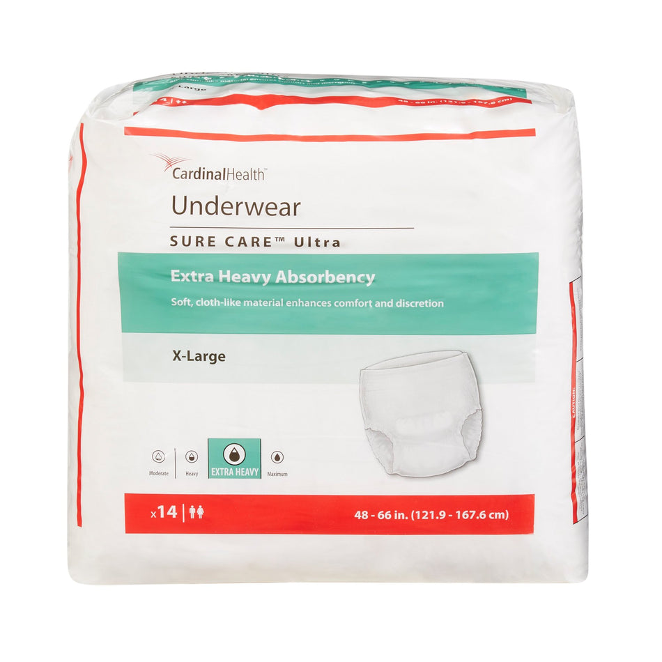 Sure Care� Ultra Extra Heavy Absorbent Underwear, Extra Large-Unisex Adult Absorbent Underwear Sure Care� Ultra Pull On with Tear Away Seams X-Large Disposable Heavy Absorbency