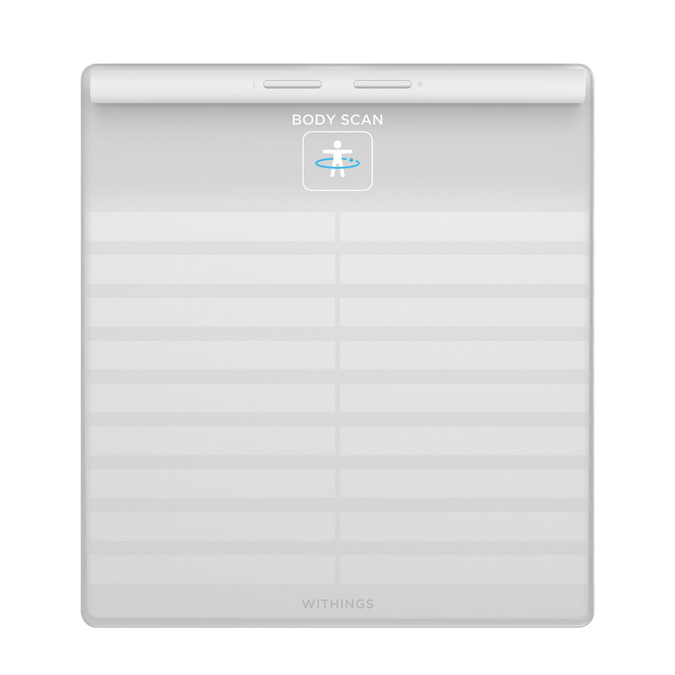 Withings Body Scan Wifi Smart Scale, White-Segmental Body Composition Step On Withings LCD Display 440 lbs. / 200 kg White