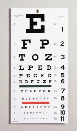 Moore Medical Snellen Eye Chart-Eye Chart Tech-Med� 20 Foot Distance Acuity Test