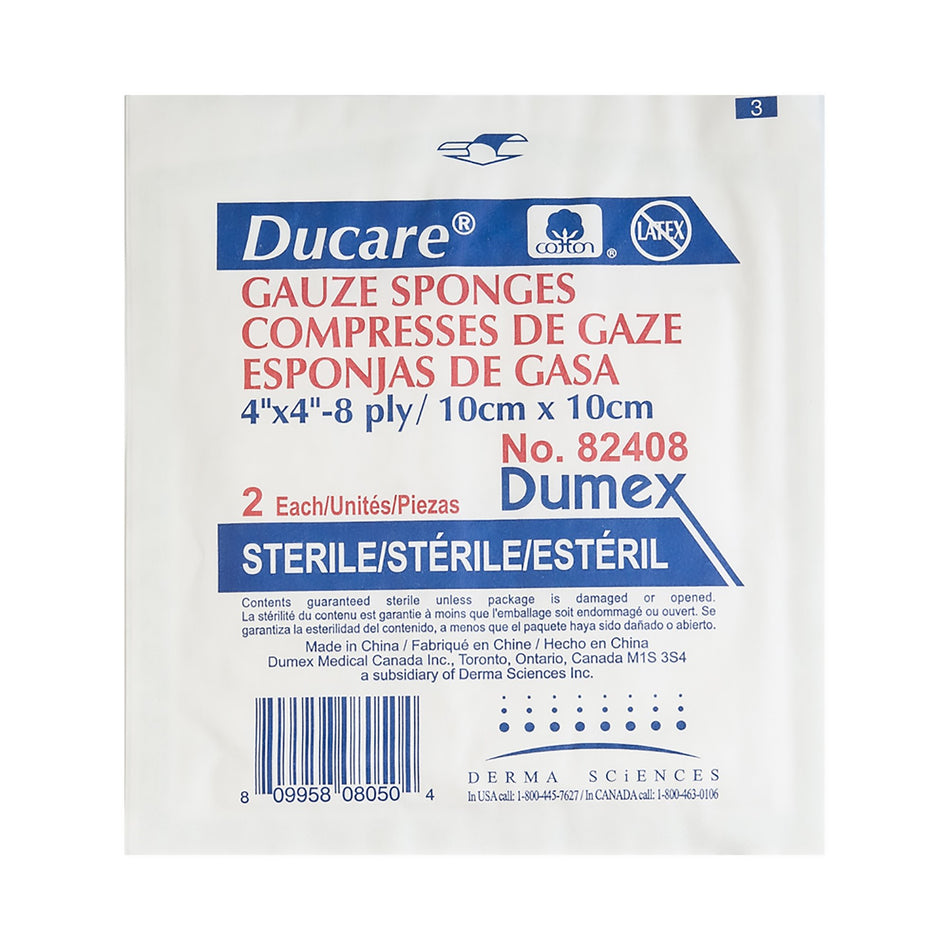 Ducare� Sterile Gauze Sponge, 4 x 4 Inch, 8-Ply-Gauze Sponge Ducare 4 X 4 Inch 8-Ply Sterile 2 per Pack