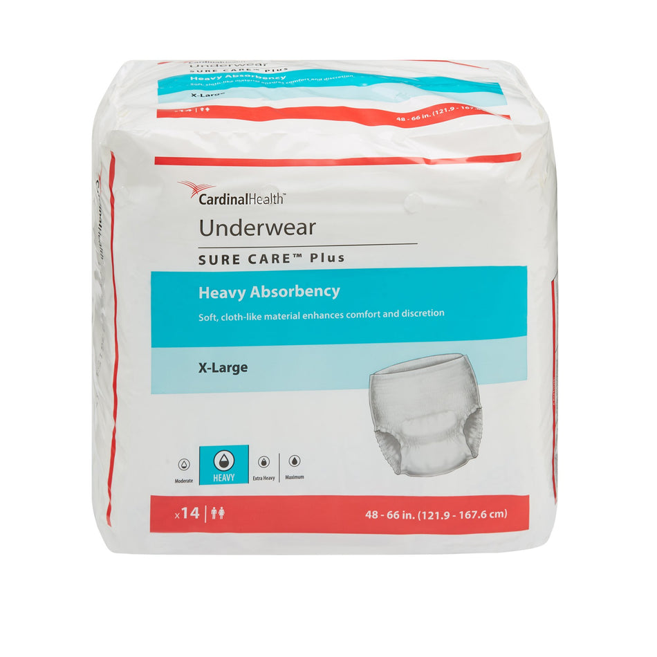 Sure Care� Plus Heavy Absorbent Underwear, Extra Large-Unisex Adult Absorbent Underwear Sure Care� Plus Pull On with Tear Away Seams X-Large Disposable Heavy Absorbency