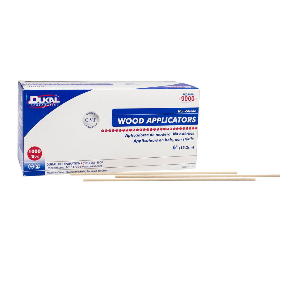 Dukal Applicator Stick, 6 Inch-Applicator Stick Dukal� Without Tip Wood Shaft 6 Inch NonSterile 1000 per Pack