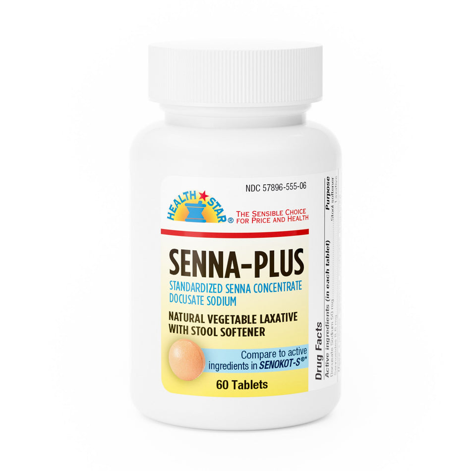 Health*Star� Docusate Sodium / Sennosides Stool Softener-Stool Softener / Laxative Health Star� Tablet 60 per Bottle 50 mg - 8.6 mg Strength Docusate Sodium / Sennosides