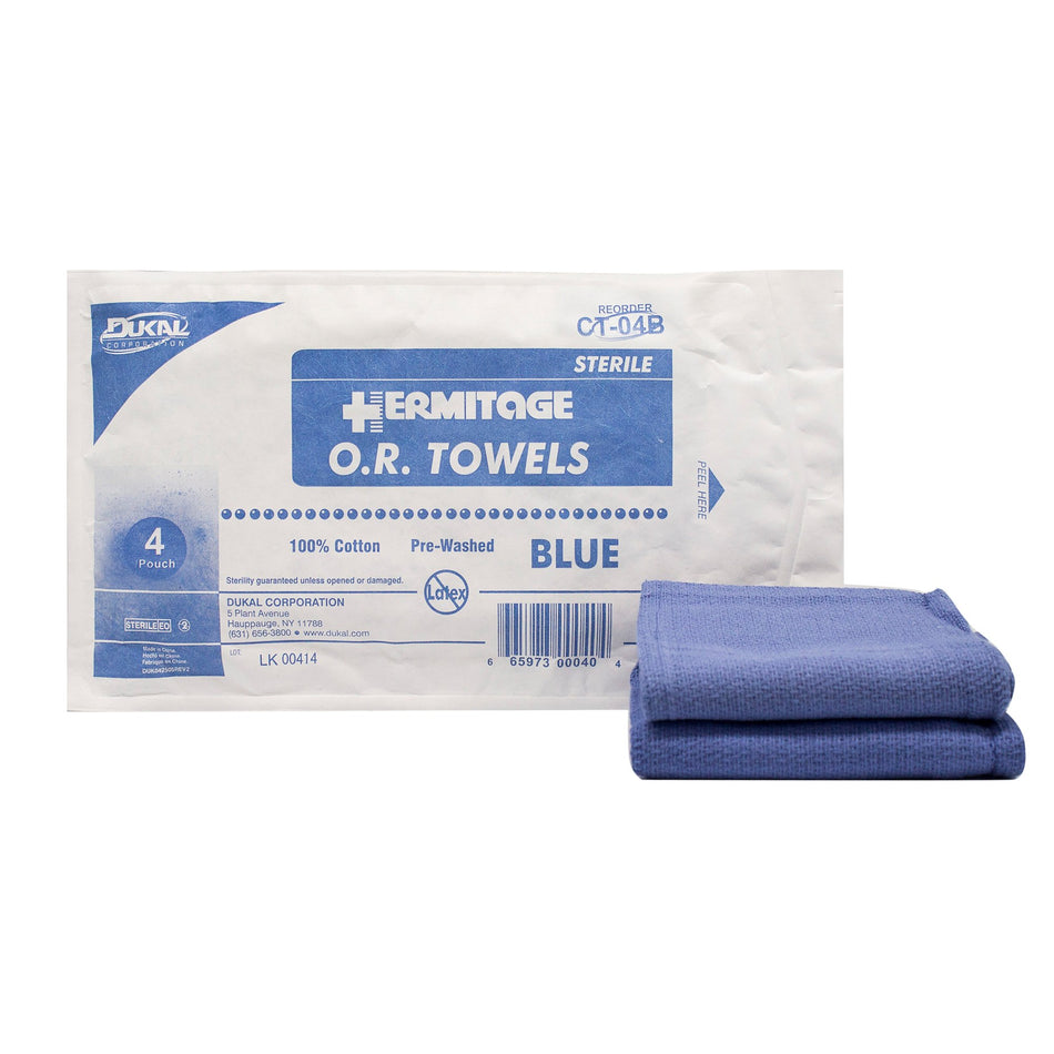 Dukal Sterile Blue O.R. Towel, 17 x 26 Inch-O.R. Towel Dukal� 17 W X 26 L Inch Blue Sterile