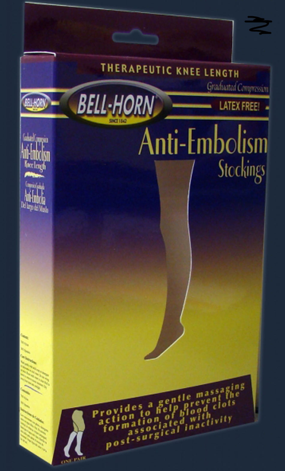 Bell-Horn� Knee Length Anti-Embolism Stockings, Medium, Black-Anti-embolism Stocking Bell-Horn� Knee High Medium Black Closed Toe