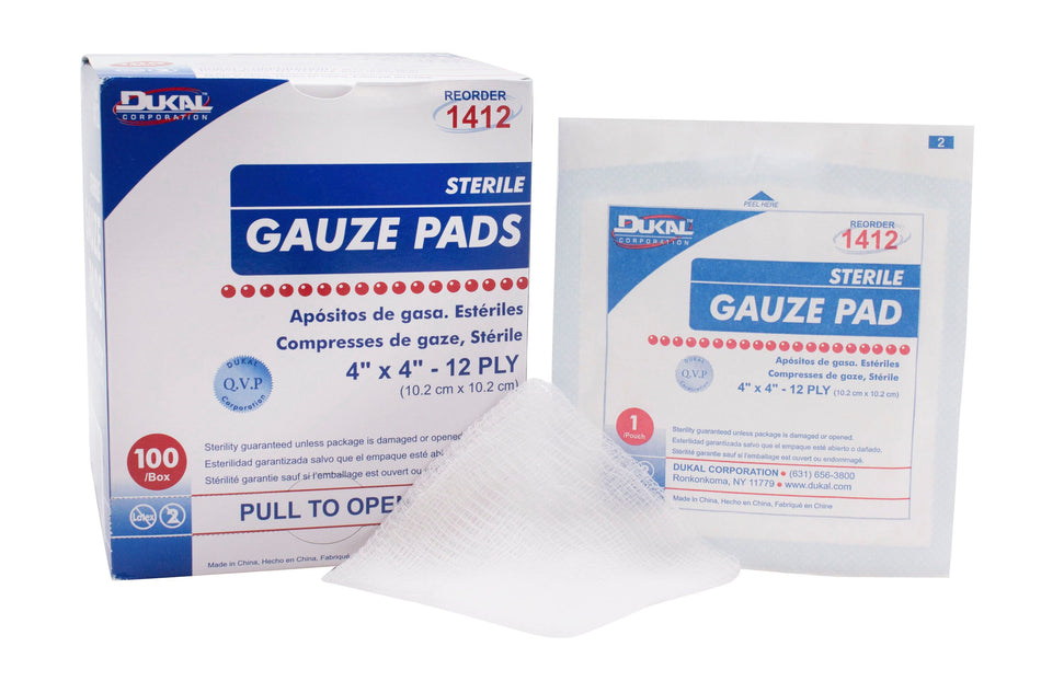 Dukal� Sterile Gauze Sponge, 4 x 4 Inch, 12-Ply-Gauze Sponge Dukal� 4 X 4 Inch 12-Ply Sterile 1 per Pack