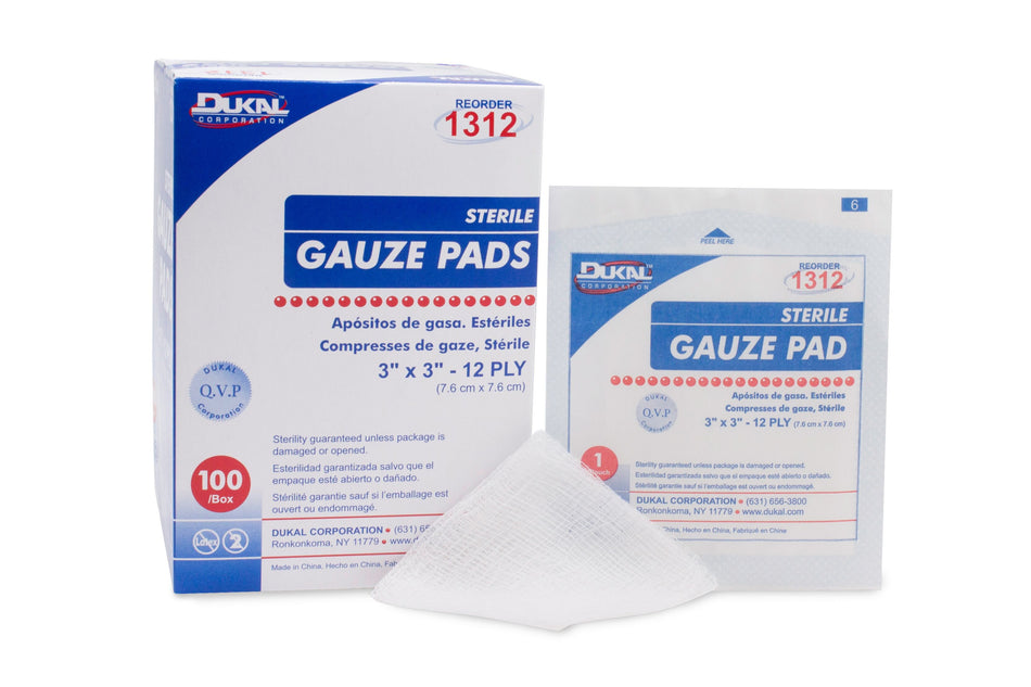 Dukal� Sterile Gauze Sponge, 3 x 3 Inch, 12-Ply-Gauze Sponge Dukal� 3 X 3 Inch 12-Ply Sterile 1 per Pack