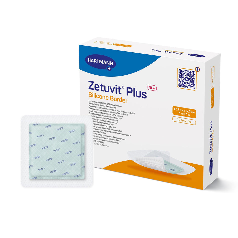 Zetuvit� Plus Silicone Border Super Absorbent Dressing, 7 x 7 Inch-Super Absorbent Dressing Zetuvit� Plus Silicone Border Silicone Adhesive 7 X 7 Inch Square