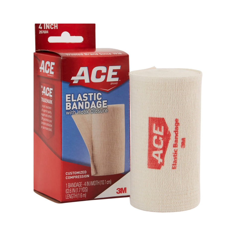 3M� Ace� Single Hook and Loop Closure Elastic Bandage, 4 Inch Width-Elastic Bandage 3M� ACE� 4 Inch X 5.3 Foot Single Hook and Loop Closure Tan NonSterile Standard Compression