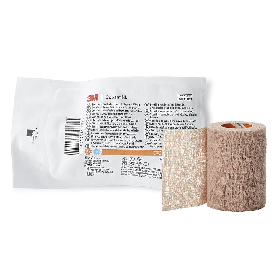 3M� Coban� LF Self-adherent Closure Cohesive Bandage, 3 Inch x 5 Yard-Cohesive Bandage 3M� Coban� LF 3 Inch X 5 Yard Self-Adherent Closure Tan Sterile Standard Compression