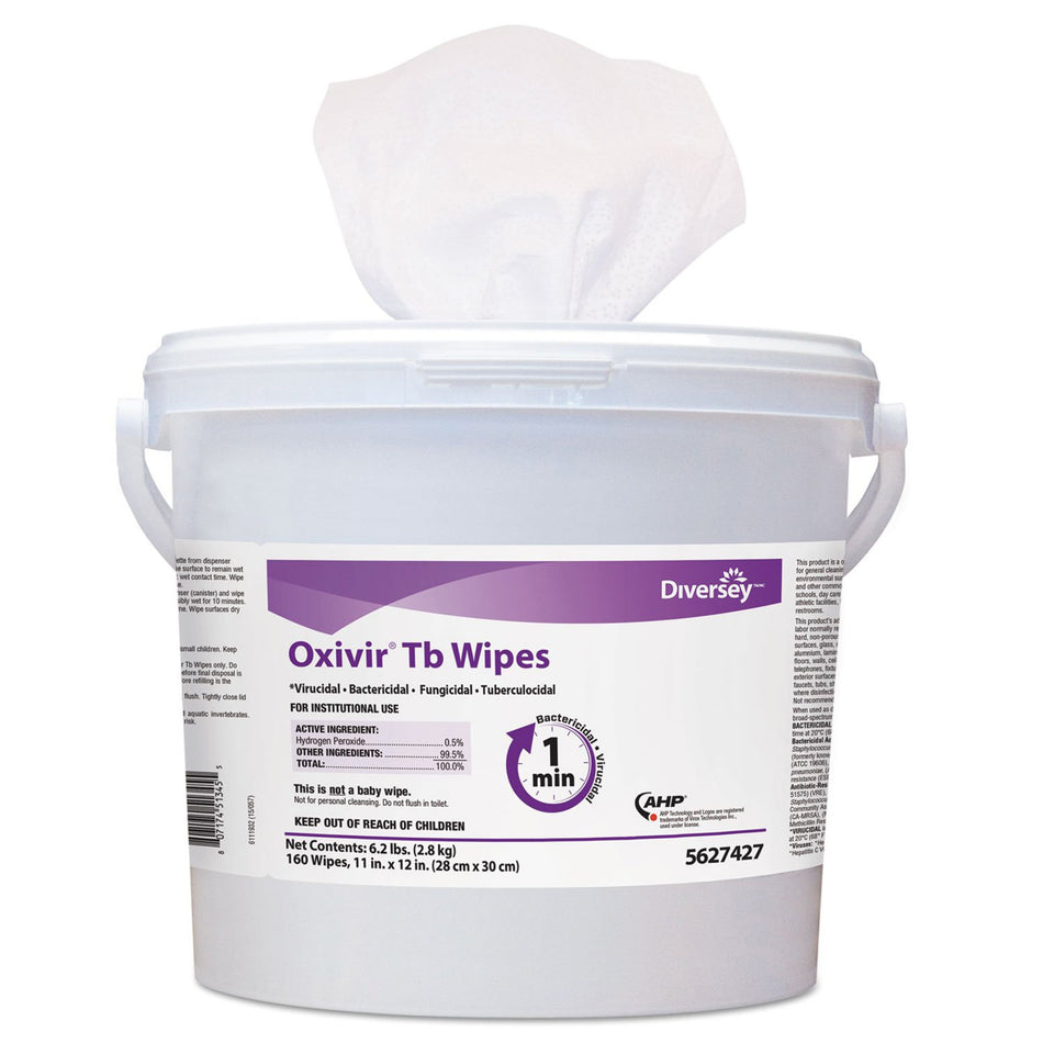 Diversey� Oxivir� Tb Surface Disinfectant Wipes, 160 count-Diversey� Oxivir� Tb Surface Disinfectant Cleaner Premoistened Alcohol Based Manual Pull Wipe 160 Count Canister Cherry Almond Scent NonSterile