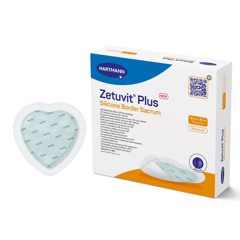 Zetuvit� Plus Silicone Border Super Absorbent Dressing, 7 x 7 Inch Sacral-Super Absorbent Dressing Zetuvit� Plus Silicone Border Silicone Adhesive 7 X 7 Inch Sacral